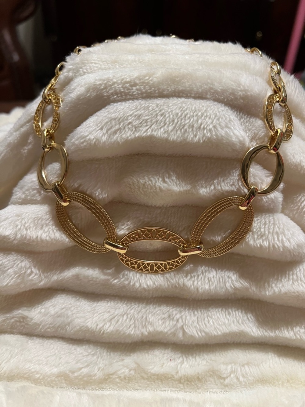 Joan Rivers Private Collection Gold Tone Link Necklace Vintage with Bag & Box - Picture 5 of 6